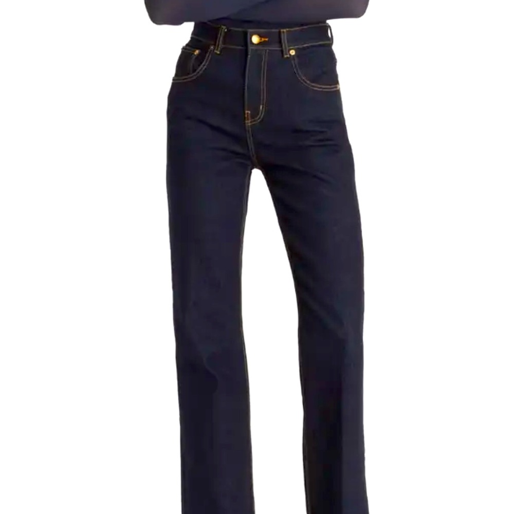 Tory Burch dark wash boot cut jeans size 30. Like new, non smoking house.